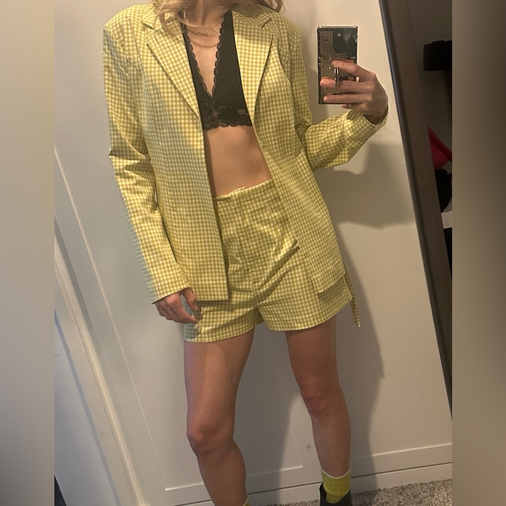 Topshop Yellow Gingham Blazer & Matching Short